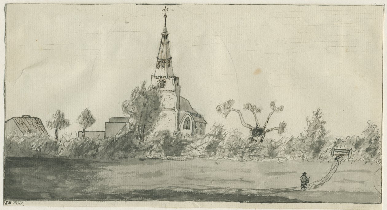 Lichfield - St. Michael Kilisesi: sepya yıkama çizimi, ve [?18. yüzyılın sonu] by Unbekannt