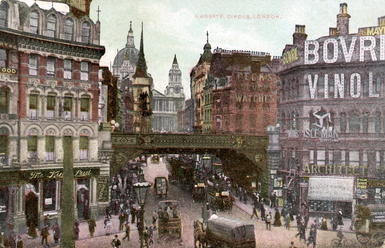 Londra - Londra Şehri#39;ndeki Ludgate Tepesi, 20. yüzyılın başları (kartpostal) by Unbekannter Künstler