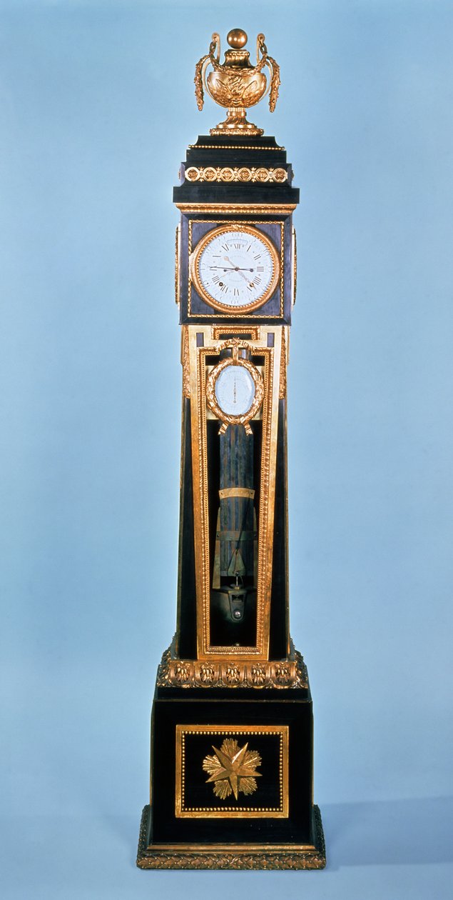 Louis XVI abanoz kaplama denklem uzun kasa saati, Ferdinand Berthoud, Paris, 18. yüzyılın sonlarında by Unbekannt