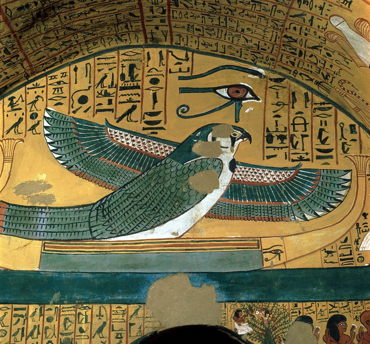 Luksor (Luxor, Luxor) Thebes: Deir el Medineh, Necropole des artisans. Tanrı Horus, 18. Hanedanlığın mezarında. by Leopold Blonder