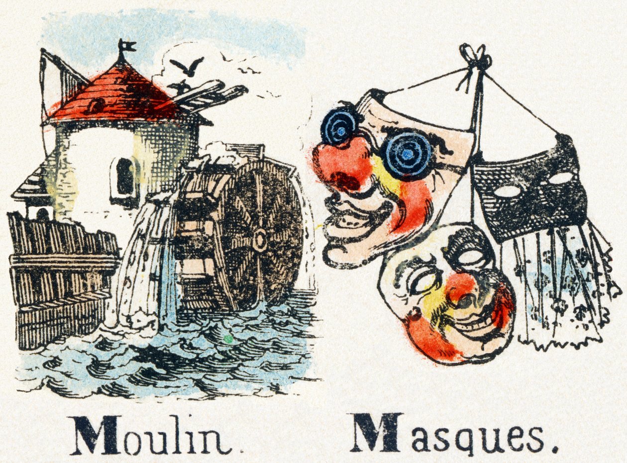 M - Moulin Masques - Alfabe - Çocuk eğlencesi - Epinal görüntüler, popüler diziler, 1890 civarında by Unbekannt