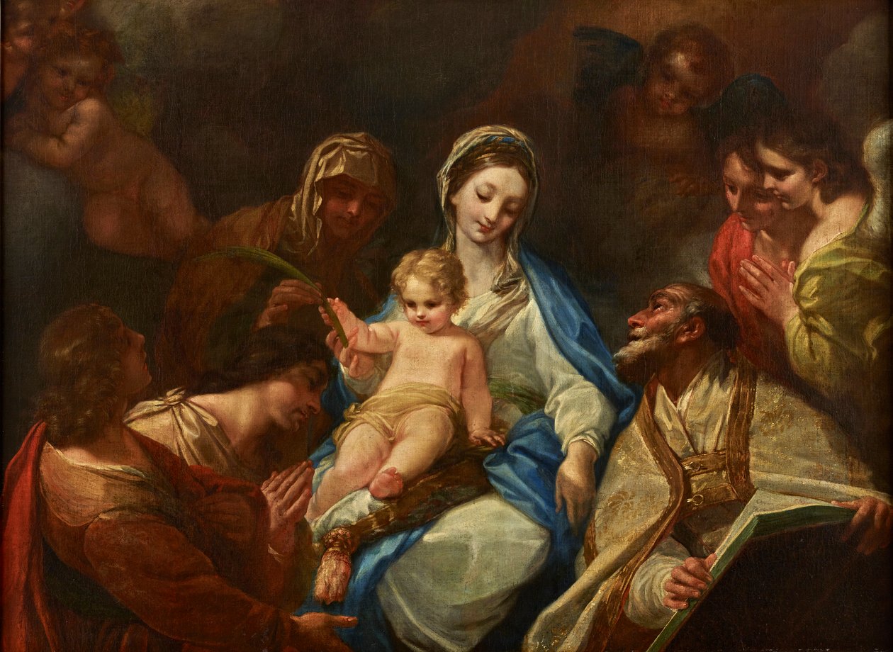 Madonna ve Çocuk, Azizler ve Melekler by Unbekannter Künstler