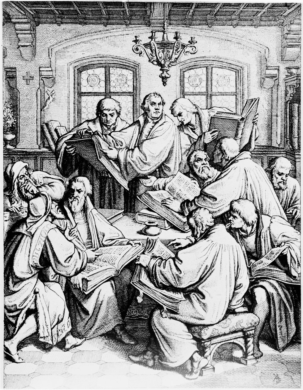 Martin Luther Kutsal Kitabı Latinceden Almancaya çeviriyor by Unbekannter Künstler