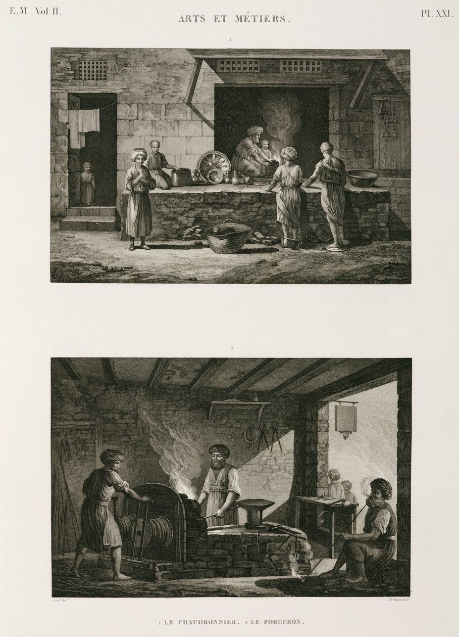 Metaller, Bakır Bakırcı ve demirci, Mısır, c 1798 by Unbekannt