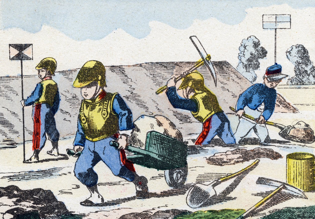 küçükler. "Çocukların askeri alfabesinde" gravür”. 1890 dolaylarında Pont-a-Mousson görüntüleri. 20 sayfa. Güneş: 28,5x21cm by Unbekannt