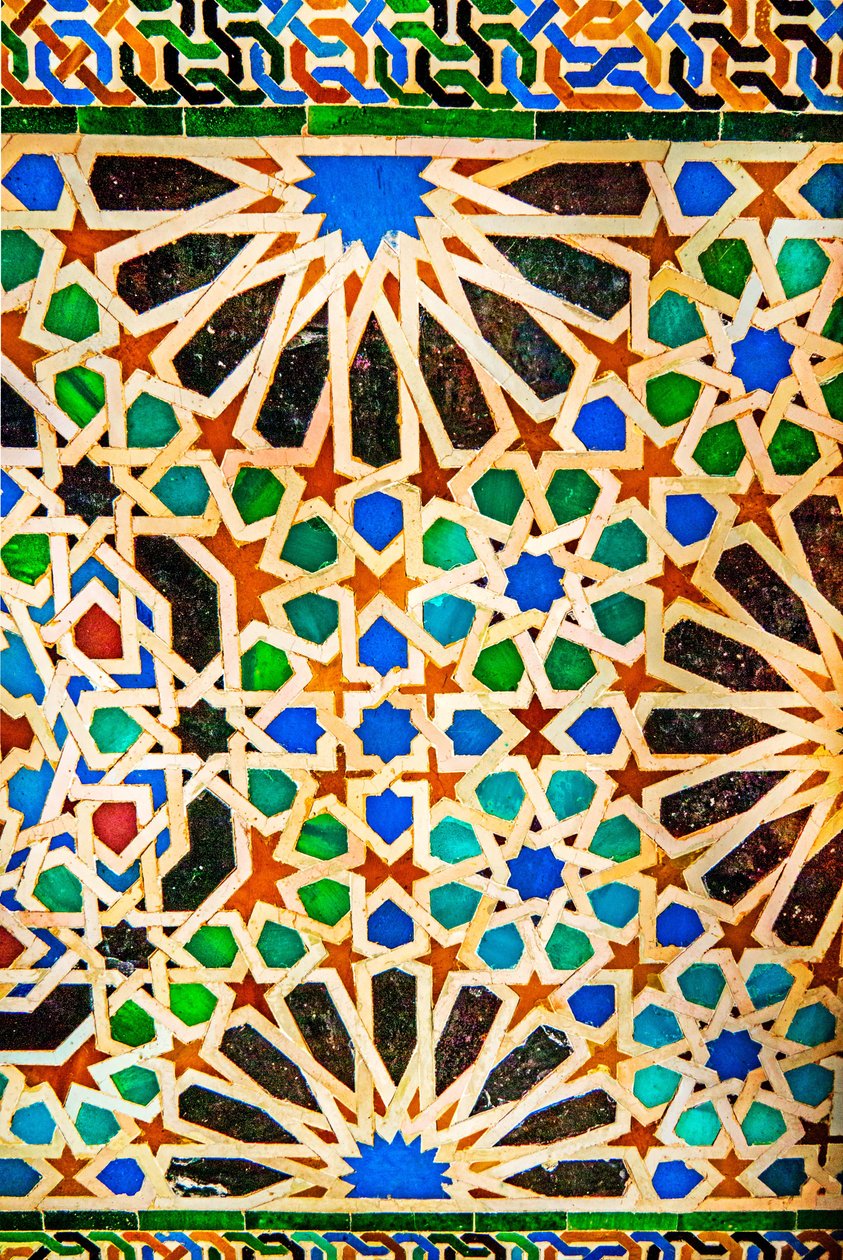 Mozaik, Comares Sarayı, Cuarto/Palacio de Comares, Myrtle Court kompleksinde, Nasrid Sarayları, Elhamra, Granada, Endülüs, İspanya, Avrupa (fotoğraf) by Unbekannter Künstler