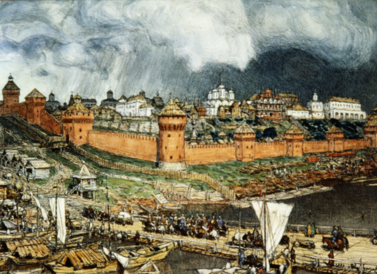 Apolinary Vasnetsov (1921) tarafından 16. Yüzyılda İvan Lli'nin (Büyük İvan) Hükümdarlığı Sırasında Moskova Kremlini. by Unbekannter Künstler