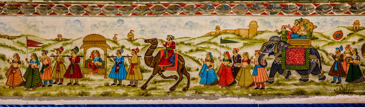 Mural, Patwon-Ki-Haveli, Jaisalmer, Thar Çölü'nde egzotik bir şehir, Jaisalmer, Rajasthan, Hindistan, Asya (fotoğraf) by Unbekannter Künstler