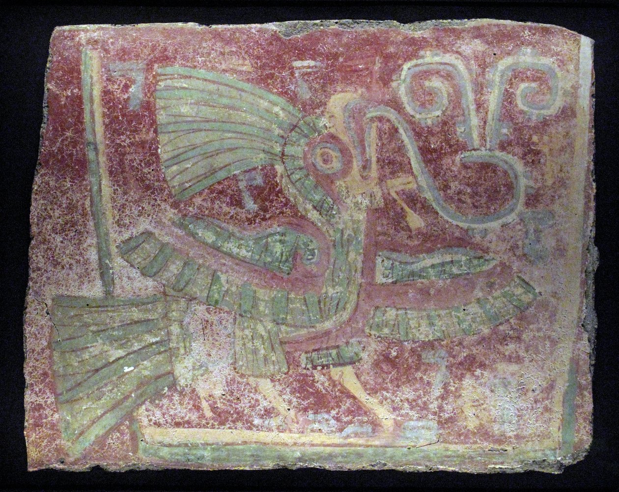 Şarkı söyleyen virgula ile bir quetzal'in duvar parçası, Erken Klasik dönem, MS 200-600 by Unbekannt