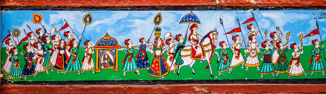 Bundi eski kasabasında duvar resmi, Bundi, Rajasthan, Hindistan, Asya (fotoğraf) by Unbekannter Künstler