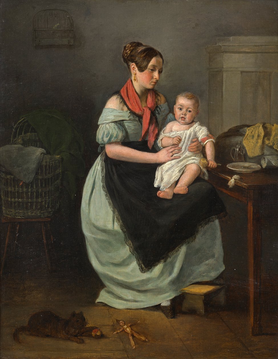 Kucağında çocuğuyla anne by Unbekannter Künstler