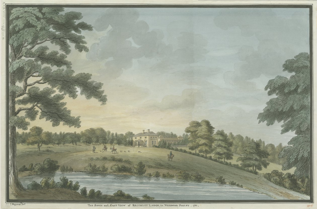Needwood - Brickley Lodge: sulu boya, 1786 by Unbekannt