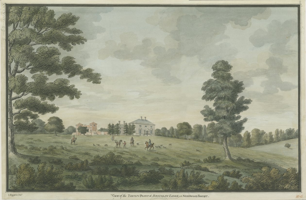 Needwood - Brickley Lodge: sulu boya, nd [1786] by Unbekannt
