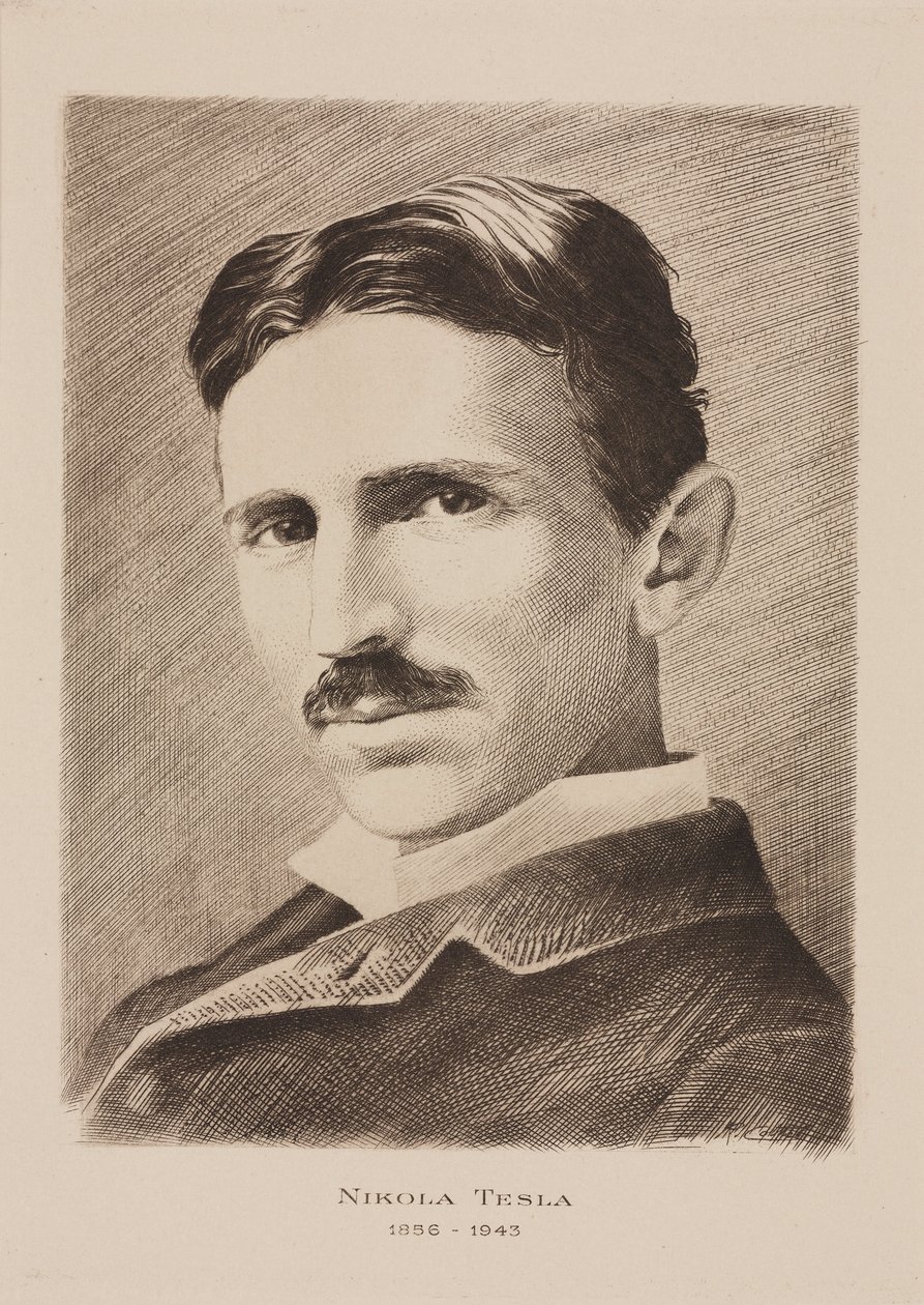 Nikola Tesla, Hırvat doğumlu Sırp mühendis, fizikçi ve mucit, 1885 dolayları by Unbekannt