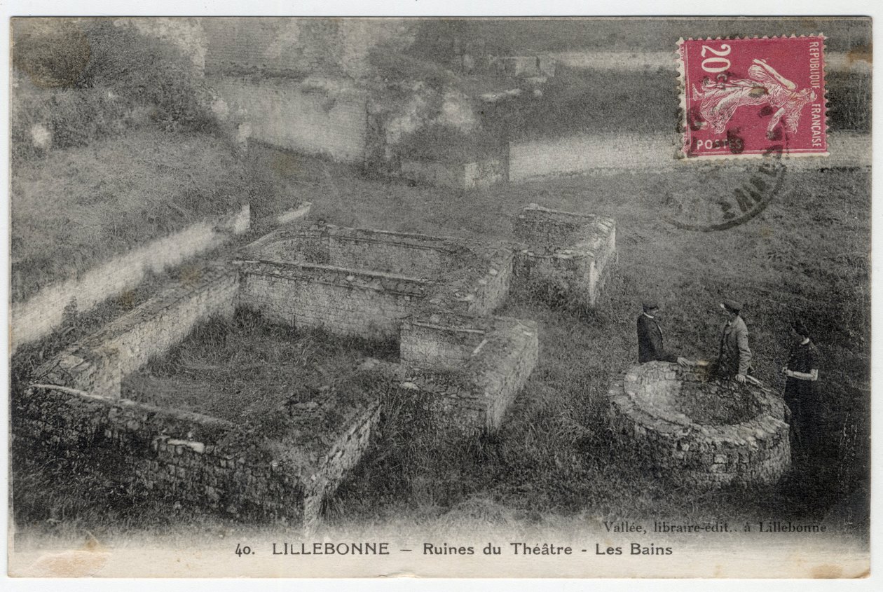Normandiya, Seine Maritime (76), Lillebonne: tiyatro ve Roma hamamlarının kalıntılarının görünümü - Kartpostal 19. yüzyılın sonları - 20. yüzyılın başlarında by William M. Timlin