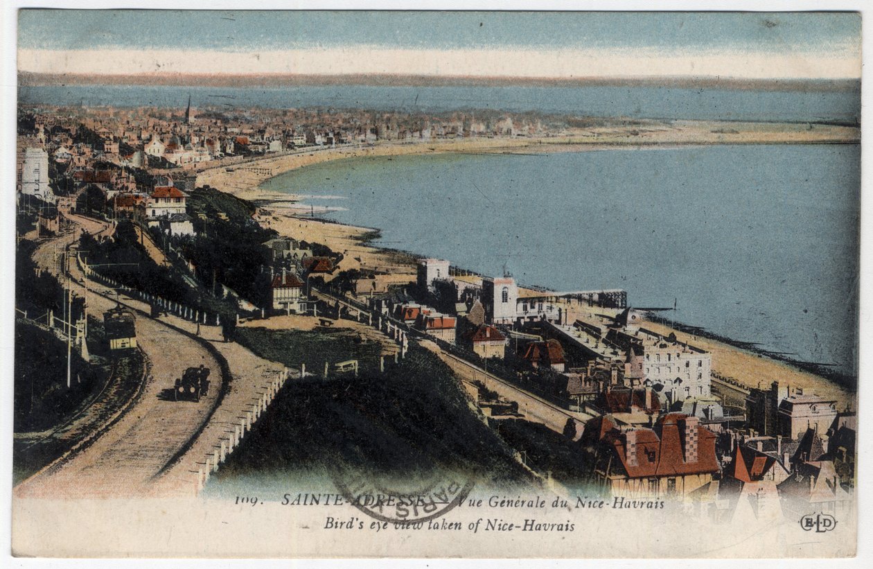 Normandy, Seine Maritime (76), Sainte-Adresse (Sainte Adresse): Nice Havrais (Nice-Havrais) beldesinin genel görünümü - 1931 tarihli kartpostal by William M. Timlin