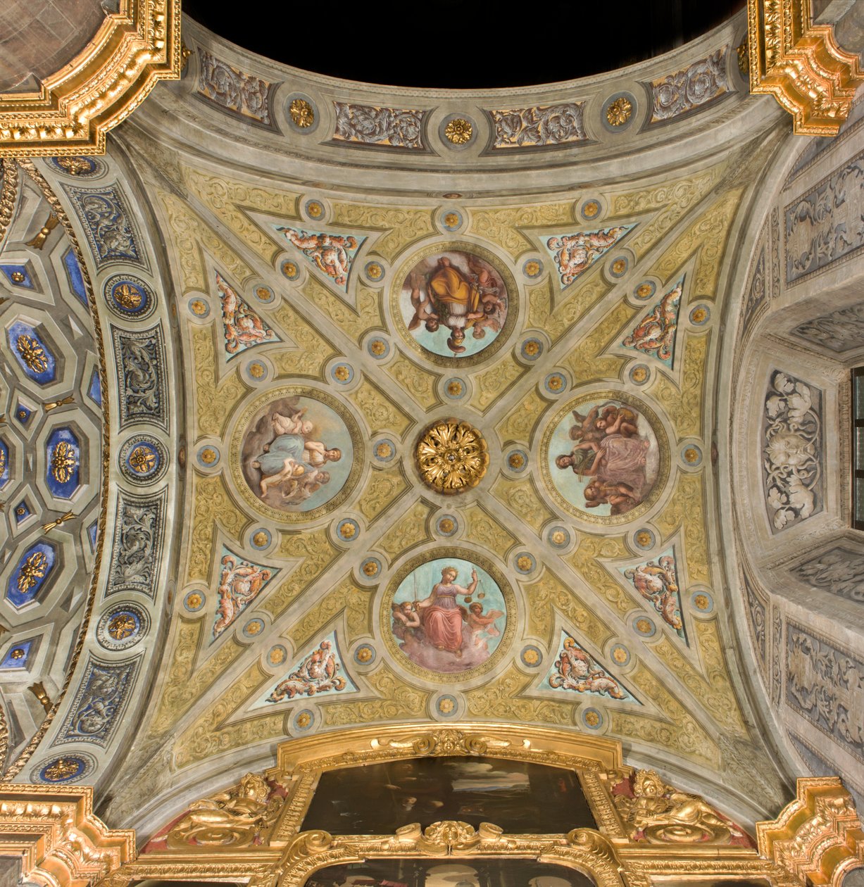 Kuzey transept ilk batı açıklığı, Vault a cruise, Santa Maria Assunta Katedrali, Duomo, Cremona, Lombardiya, İtalya (fotoğraf) by Unbekannt