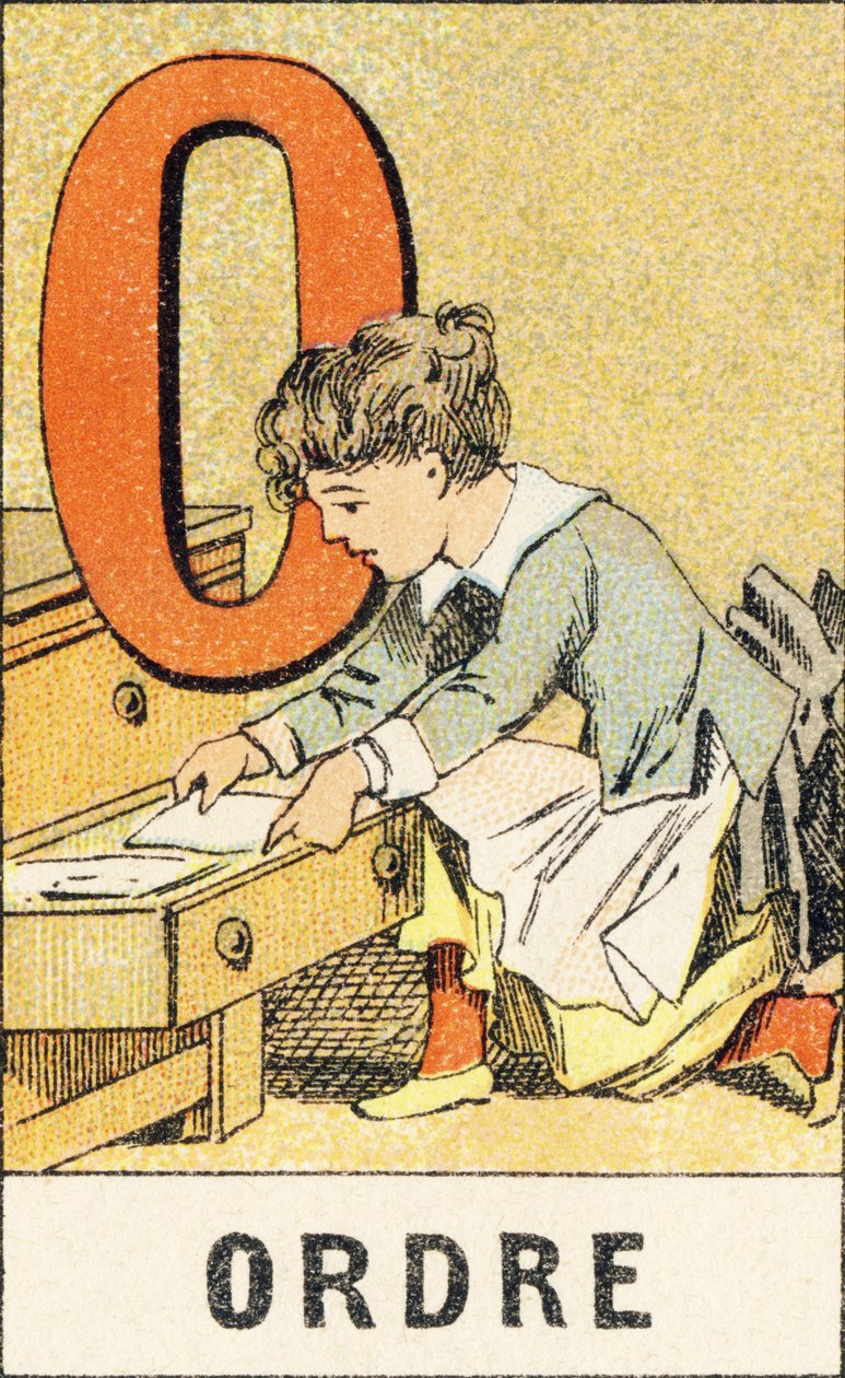 O: Sipariş - Küçük kızların ABCD'sinden alınan gravür. Pellerin & Cie, matbaa-yayıncı, Epinal, 1890 civarı. Serie A. Boyutlar: 19 x 13,5 cm. by Unbekannt