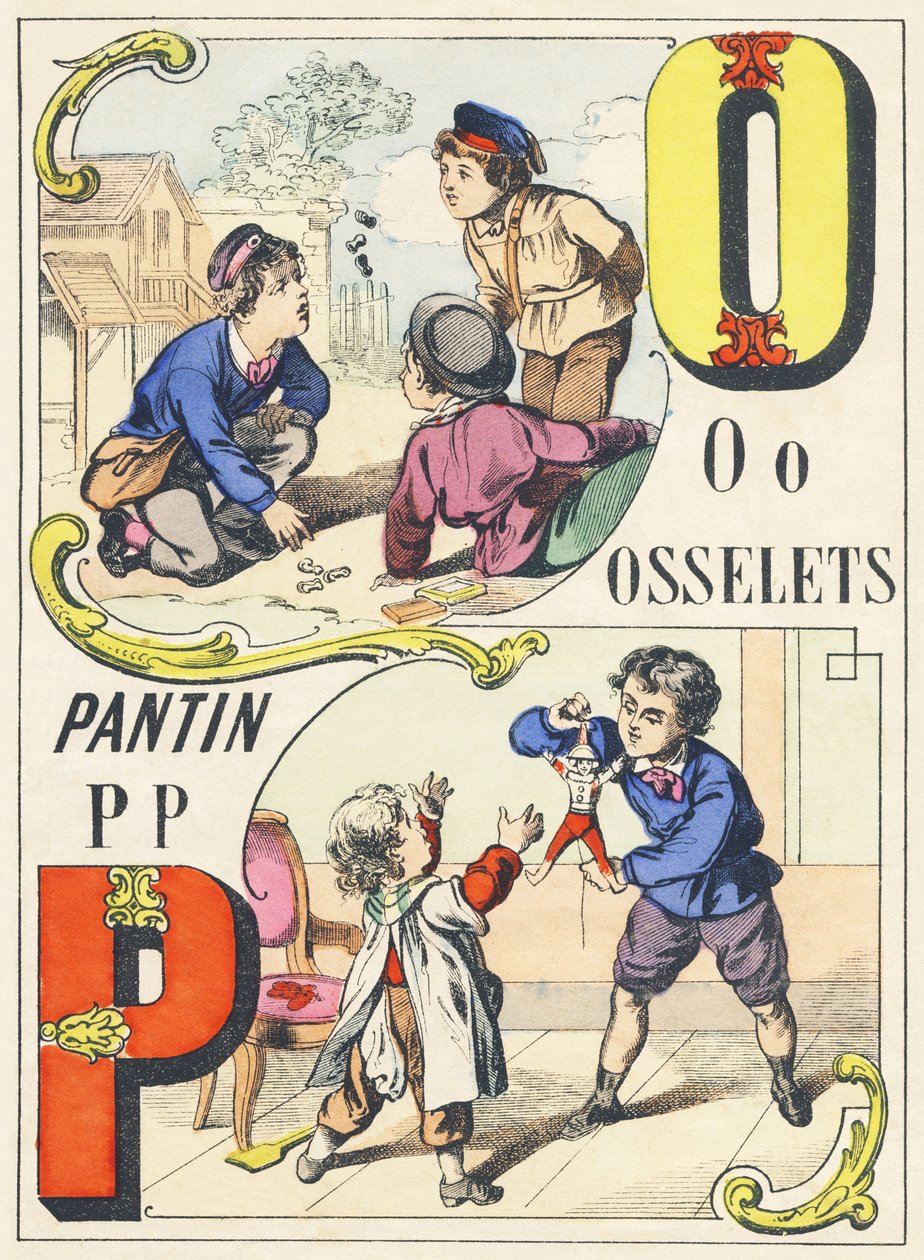 OP : osselets, pantin - Oyunlar Alfabesi, c.1890 (illüstrasyon) by Unbekannt