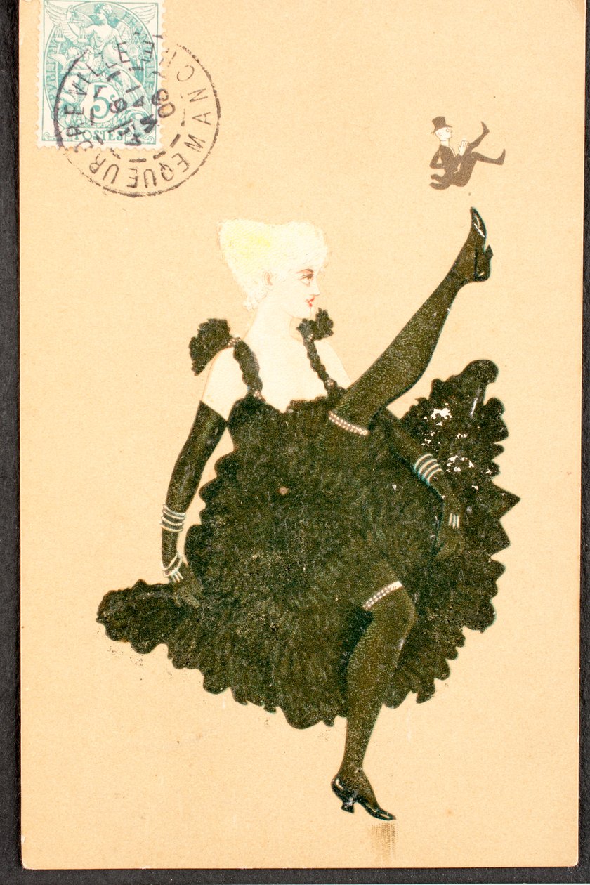 Eski kartpostal/Fransız Cancan/Belle Epoque Kadını by William M. Timlin