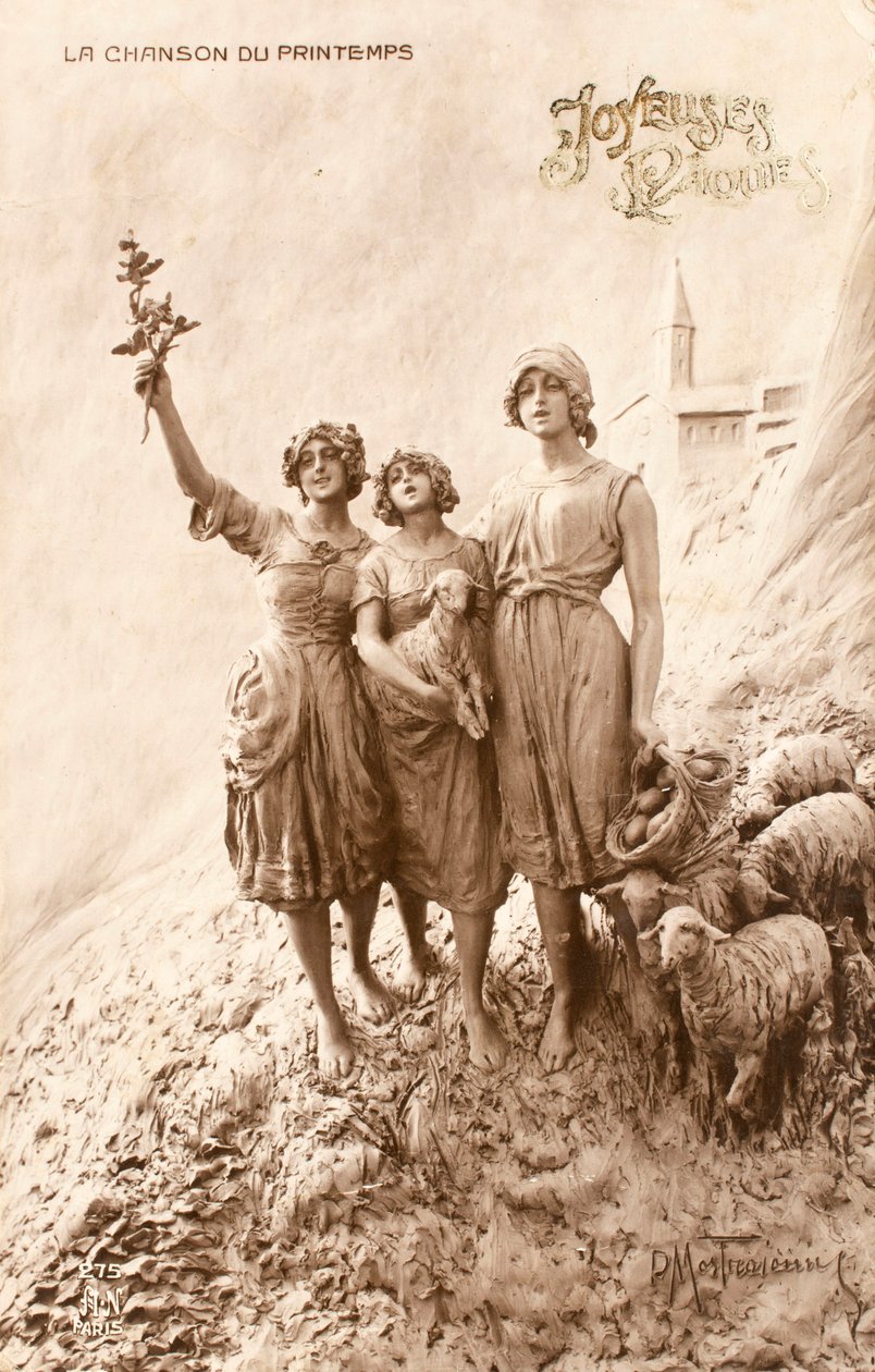 Eski kartpostal/Bahar şarkısı/Bergere/Koyun by William M. Timlin