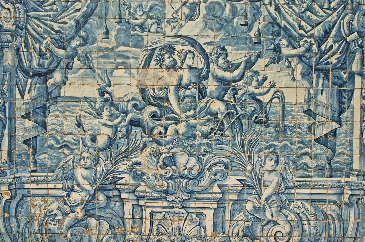 Oporto, Se Katolik Katedrali (orijinal 12. yüzyıl), azulejos, el boyaması mavi çiniler by Unbekannter Künstler