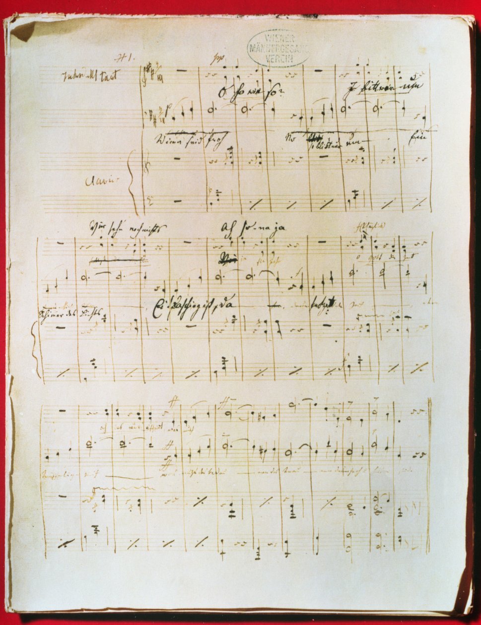 Genç Johann Strauss'un (1825-99) Viyana Valsi 'Mavi Tuna'nın orijinal notası (el yazması) by Unbekannter Künstler