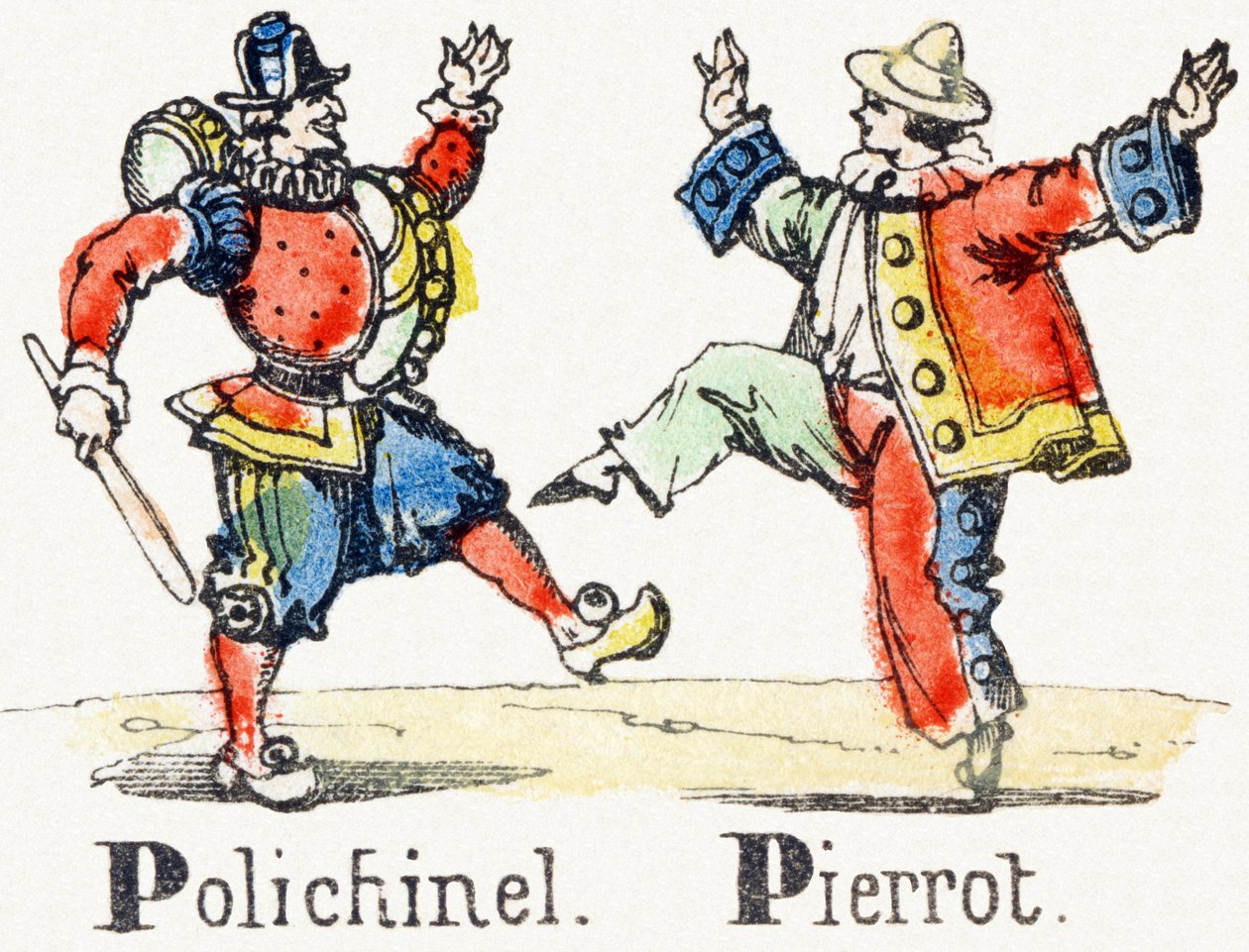 P - Polichinelle Pierrot - Çocuk Eğlence Alfabesi c.1890 (litografi) by Unbekannt