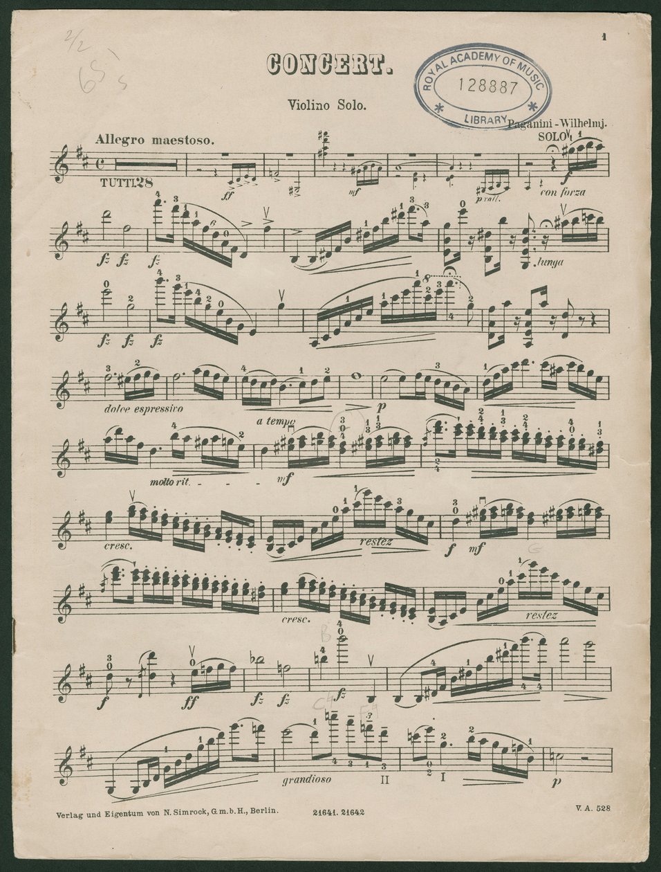 Paganini Keman Konçertosu No 1, op 6 by Unbekannter Künstler
