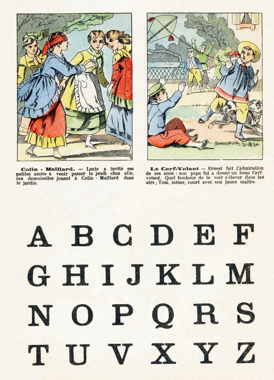 Sayfa 1 - Çocuk oyunları: colin maillard, uçurtma - Alfabe - Çocuk eğlencesi - Epinal görüntüler, popüler dizi, yaklaşık 1890 by Unbekannt
