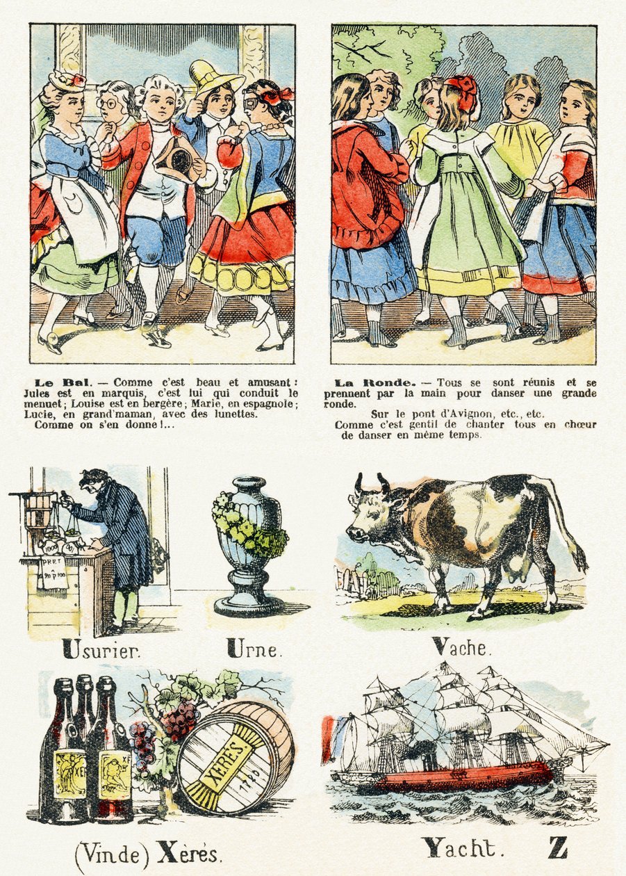 Sayfa 8 - le bal kostüm, la ronde - Child Entertainment Alphabet c.1890 (litografi) by Unbekannt