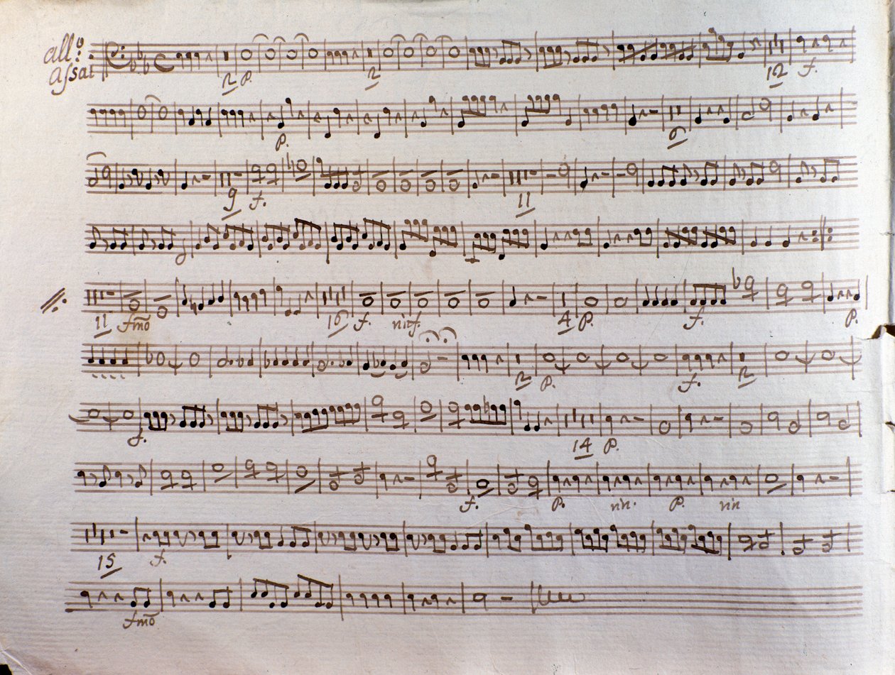Pleyel'in bir Sinfonia konçertantının nota sayfası by Unbekannter Künstler