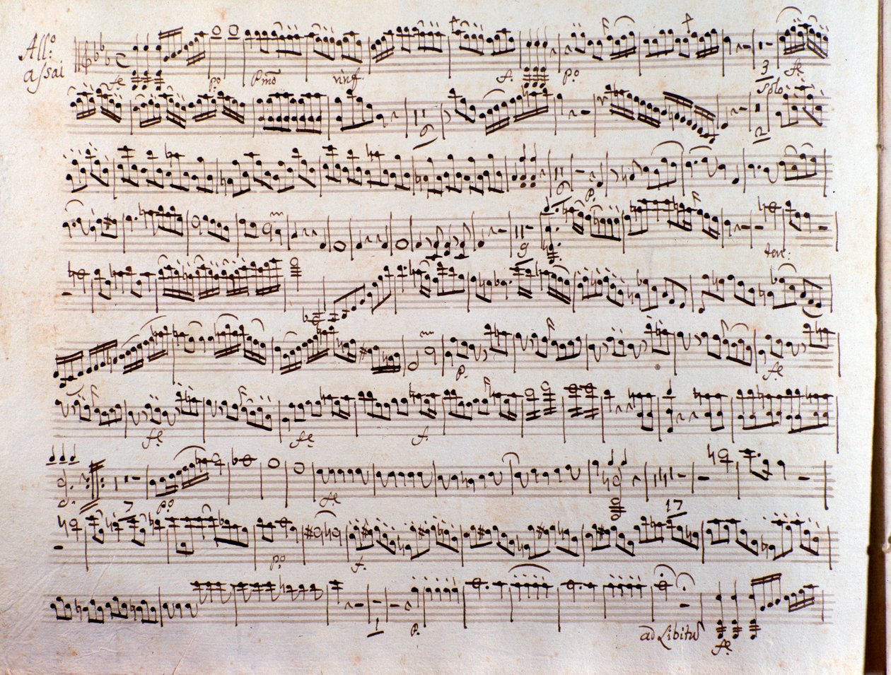 Pleyel'in bir Sinfonia konçertantının nota sayfası by Unbekannter Künstler