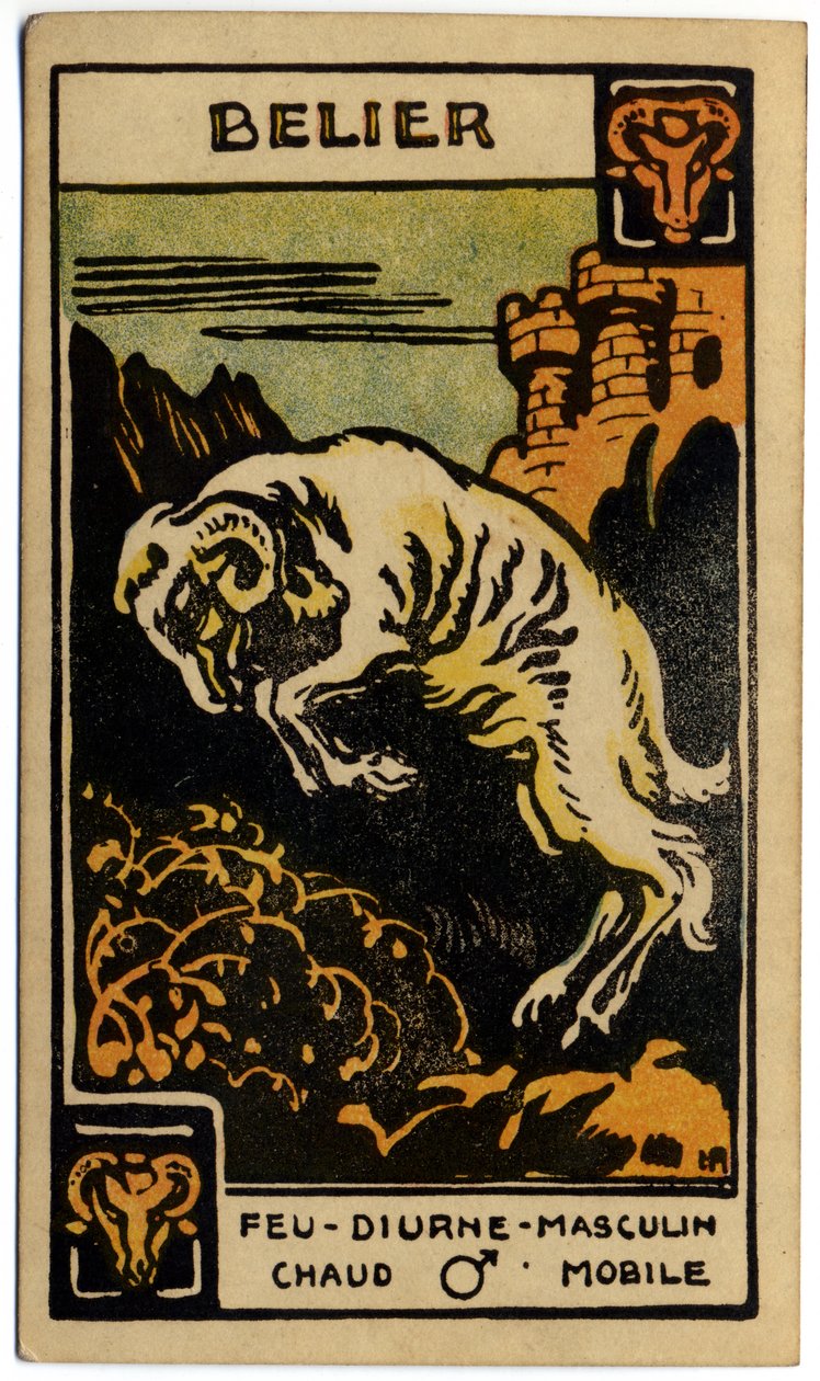 Paranormal. Astroloji. Koç (Koç). Astrolojik kart: Le Tarot Astrologique (Astrolojik Tarot), Georges Muchery, Fransa by Unbekannter Künstler