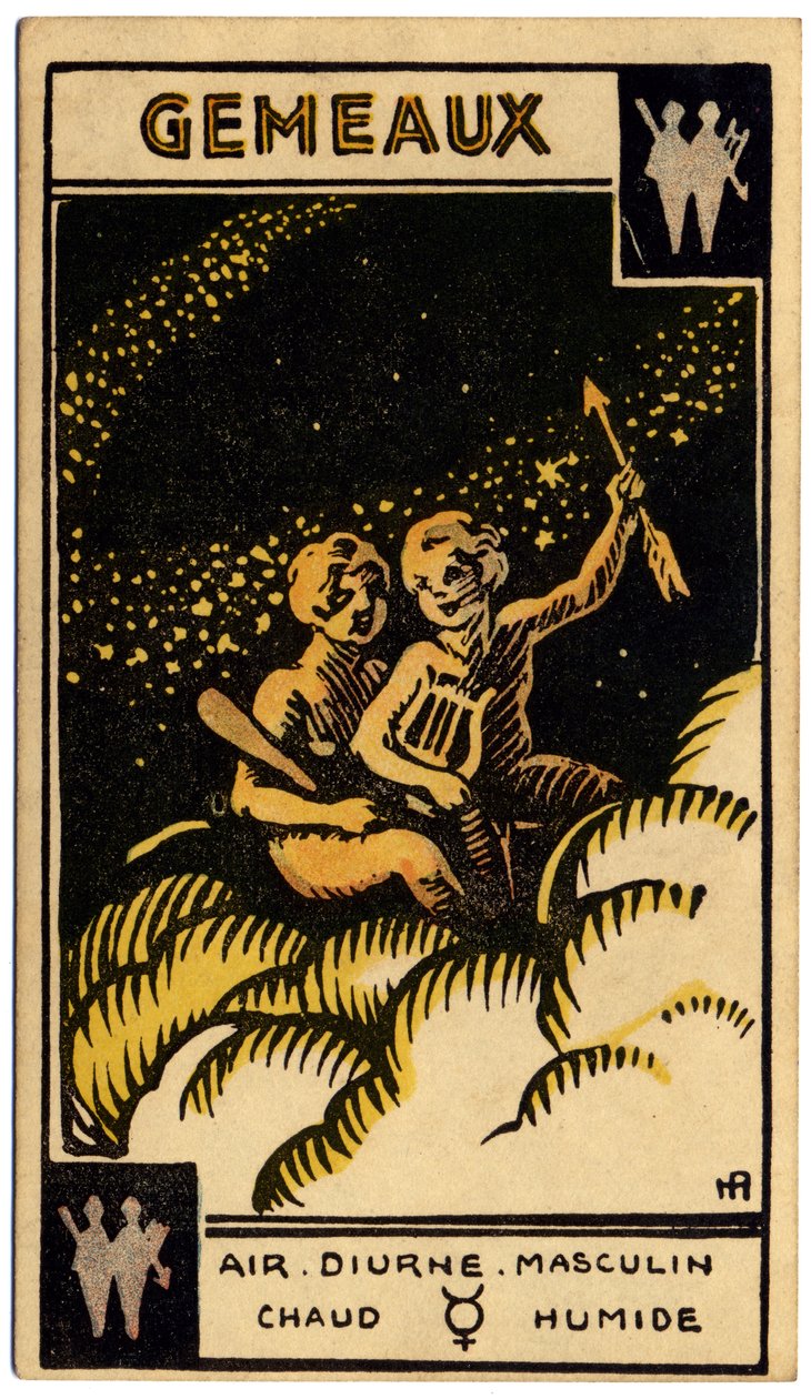 Paranormal. Astroloji. İkizler (İkizler). Astrolojik kart: Le Tarot Astrologique (Astrolojik Tarot), Georges Muchery, Fransa by Unbekannter Künstler