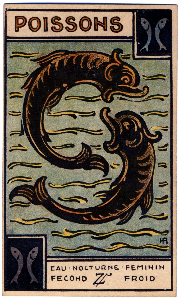 Paranormal. Astroloji. Balık (Balık). Astrolojik kart: Le Tarot Astrologique (Astrolojik Tarot), Georges Muchery, Fransa by Unbekannter Künstler