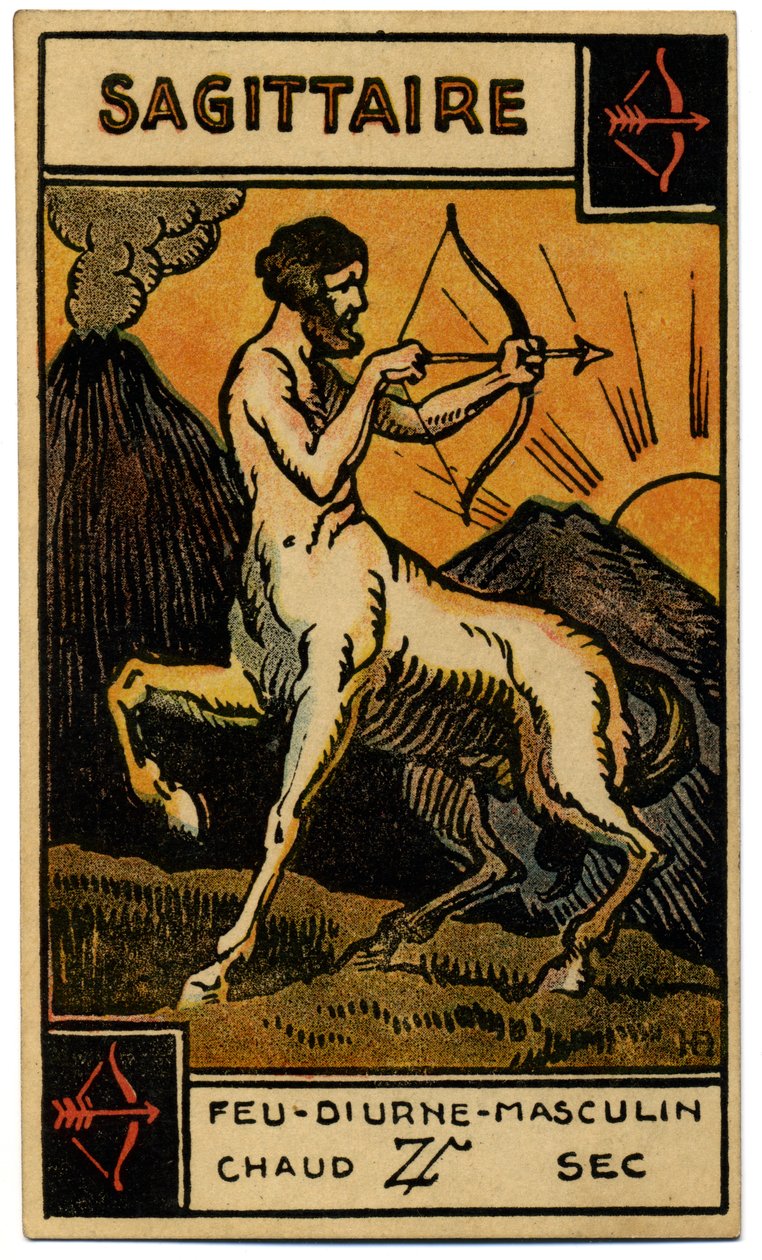 Paranormal. Astroloji. Yay (Okçu). Astrolojik kart: Le Tarot Astrologique (Astrolojik Tarot), Georges Muchery, Fransa by Unbekannter Künstler