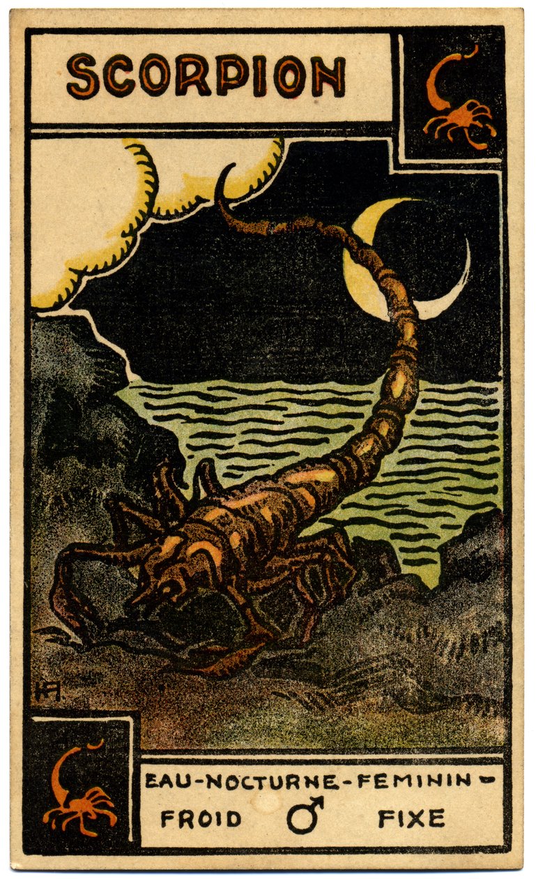 Paranormal. Astroloji. Akrep (Akrep). Astrolojik kart: Le Tarot Astrologique (Astrolojik Tarot), Georges Muchery, Fransa by Unbekannter Künstler