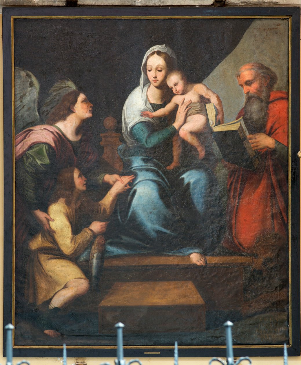Parish kilisesi (Pamele Meryem Ana Kilisesi). İç mekan. tablo. Anonim. Madonna (Balıklı Madonna, Tobias). Rafael'in kopyası (?). by Unbekannter Künstler