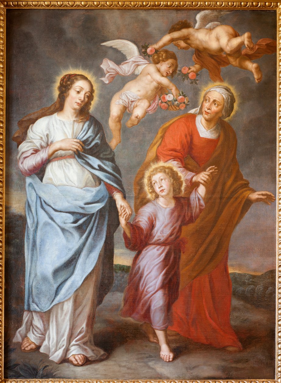Bölge kilisesi (Parochiale kerk Sint-Dionysius van Lede). İç mekan. Kuzey koridoru. Sunak. Tablo. Kutsal Aile. by Unbekannter Künstler