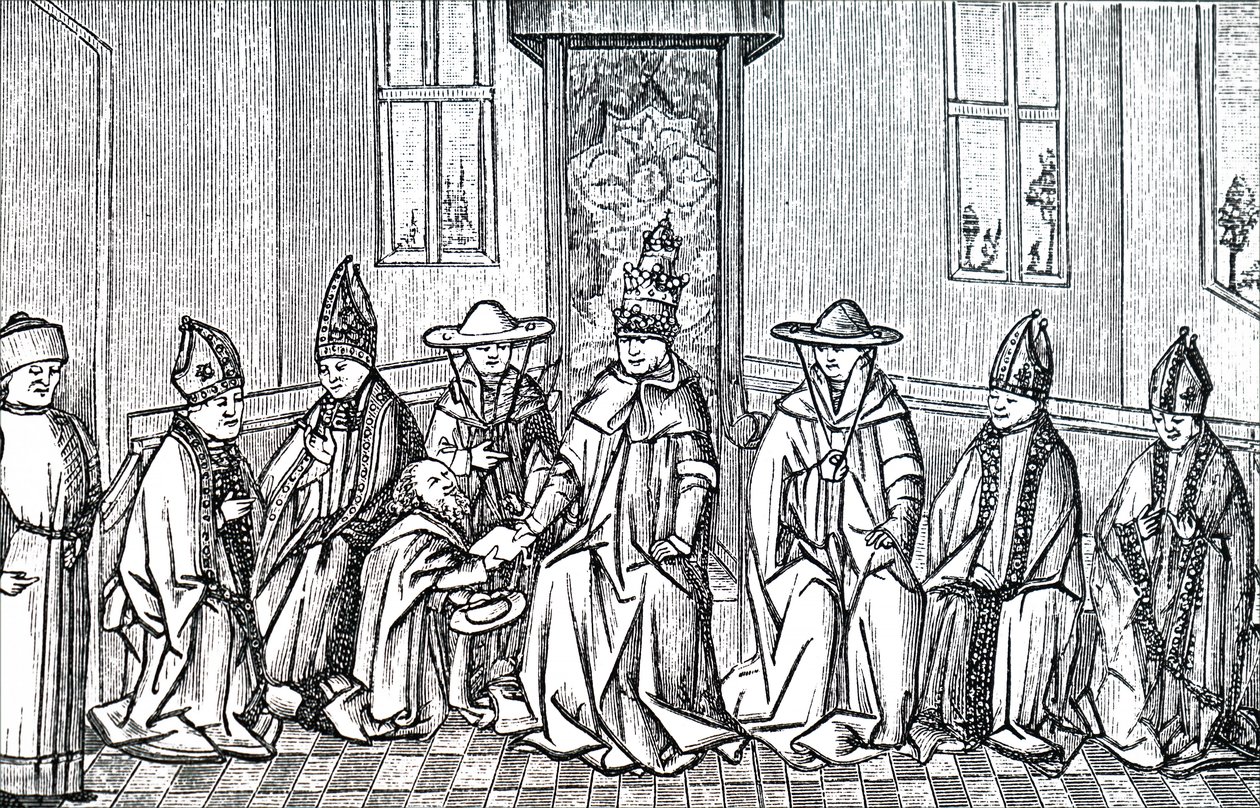 Hermit Peter, Papa II. Urban ve Kudüs Simeon Patriği. by Unbekannt