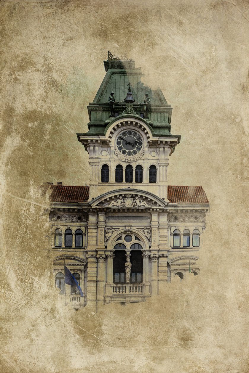 Piazza Unità d'Italia, Belediye Sarayı, Trieste, Friuli Venezia Giulia, İtalya (manipüle edilmiş fotoğraf) by Unbekannt