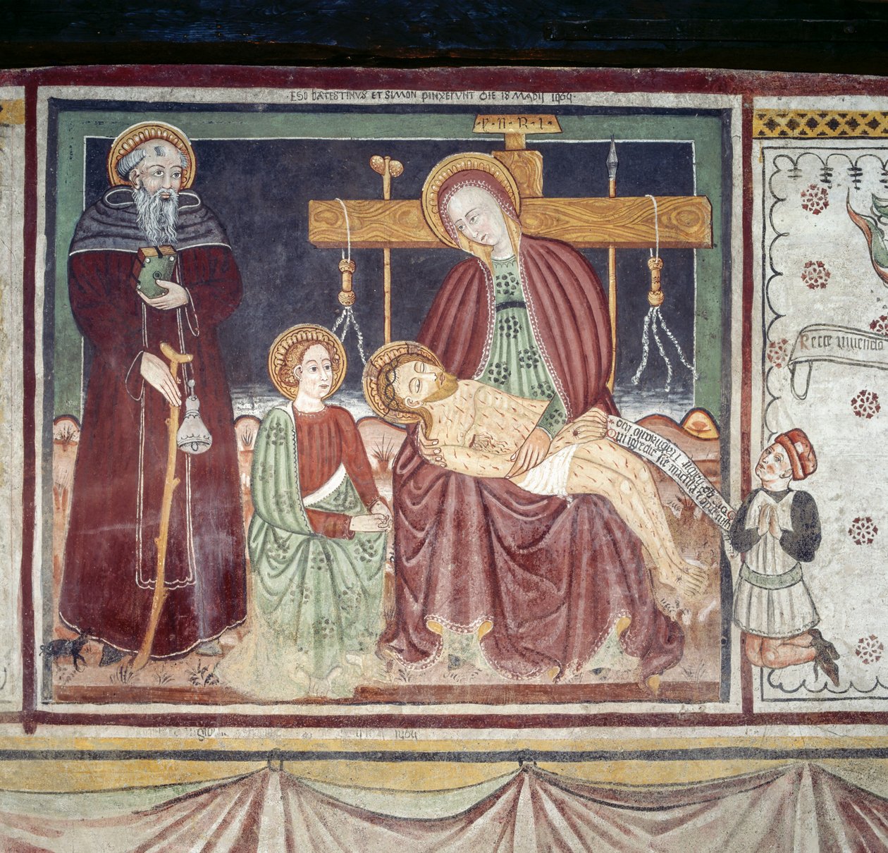 Aziz Anthony Abbot ile Pieta, fresk, Homo Salvadego müzesi, Sacco, Cosio Valtellino, Lombardiya, İtalya by Benjamin Baud