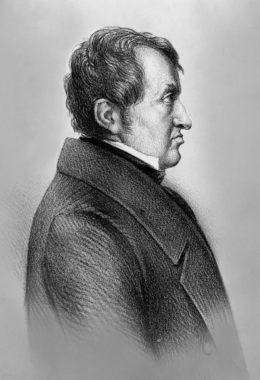 Andre-Marie Ampere (1775-1836), Fransız fizikçi, matematikçi ve klasik elektromanyetizma biliminin kurucularından birinin portresi by William M. Timlin