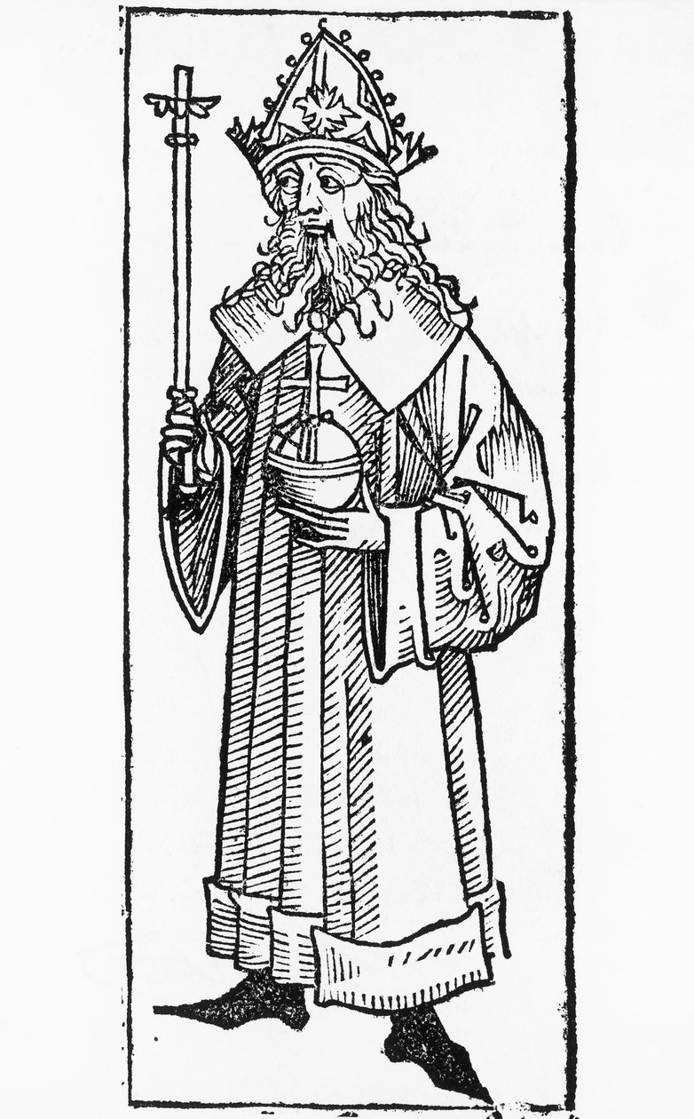 Lüksemburg Charles IV (1316-1378), Alman Kralı ve Bohemya Kralı (Charles olarak) 1346-1378 ve Kutsal Roma İmparatoru 1355-1378, gravür by William M. Timlin