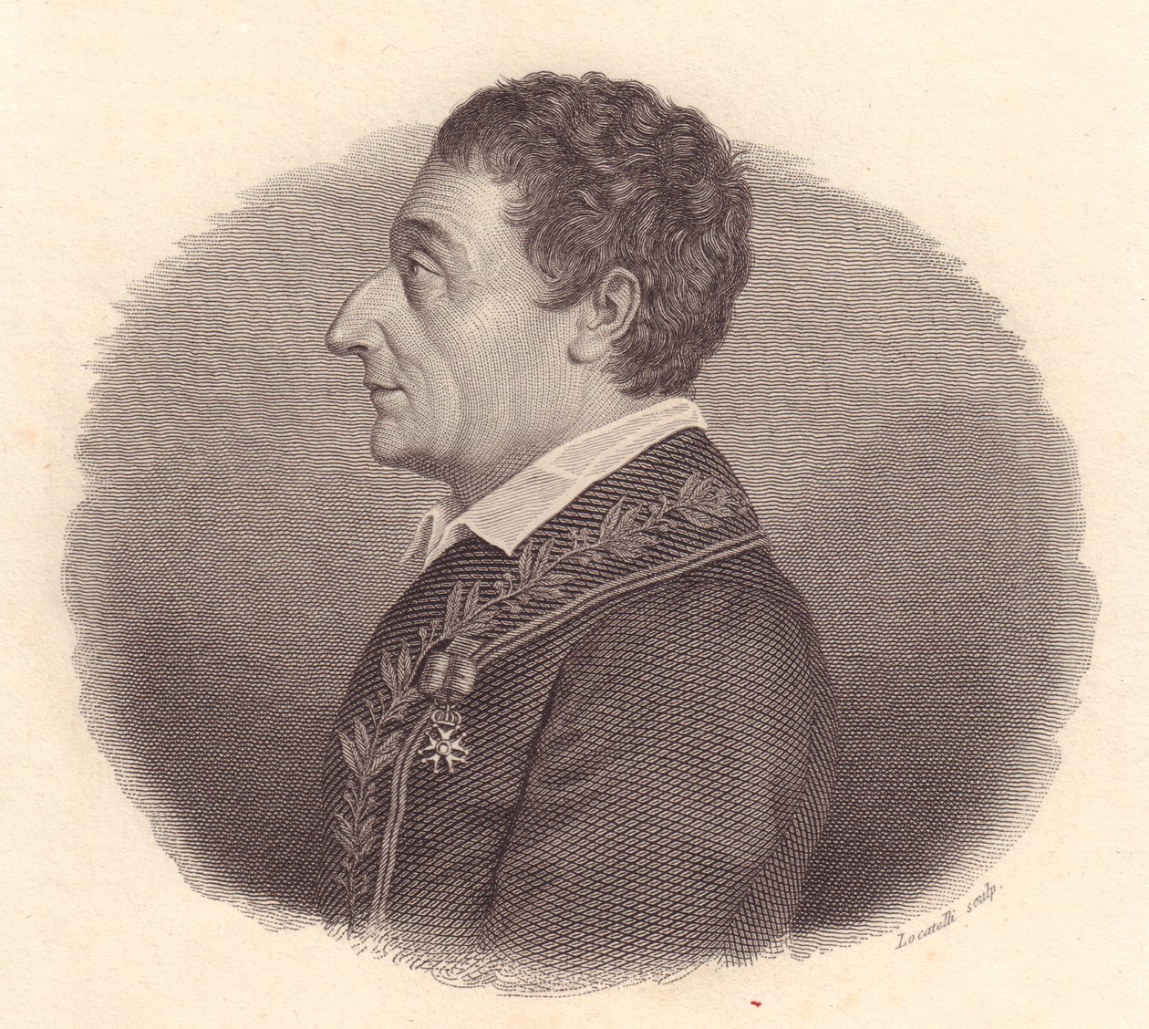 İtalyan matematikçi ve astronom Joseph-Louis Lagrange veya Giuseppe Lodovico Lagrangia (1736-1813) portresi, Locatelli tarafından madalyadan bakır oyma by William M. Timlin