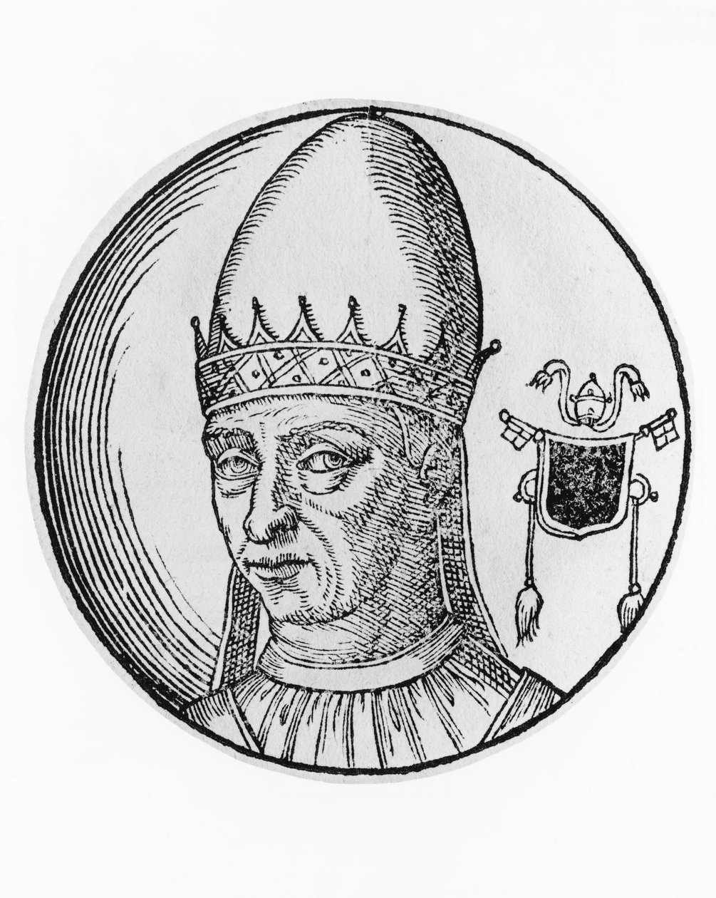 Stephen III veya IV (720-772) portresi, 768'den kalma Katolik Kilisesi'nin 94. Papa'sı, gravür by William M. Timlin