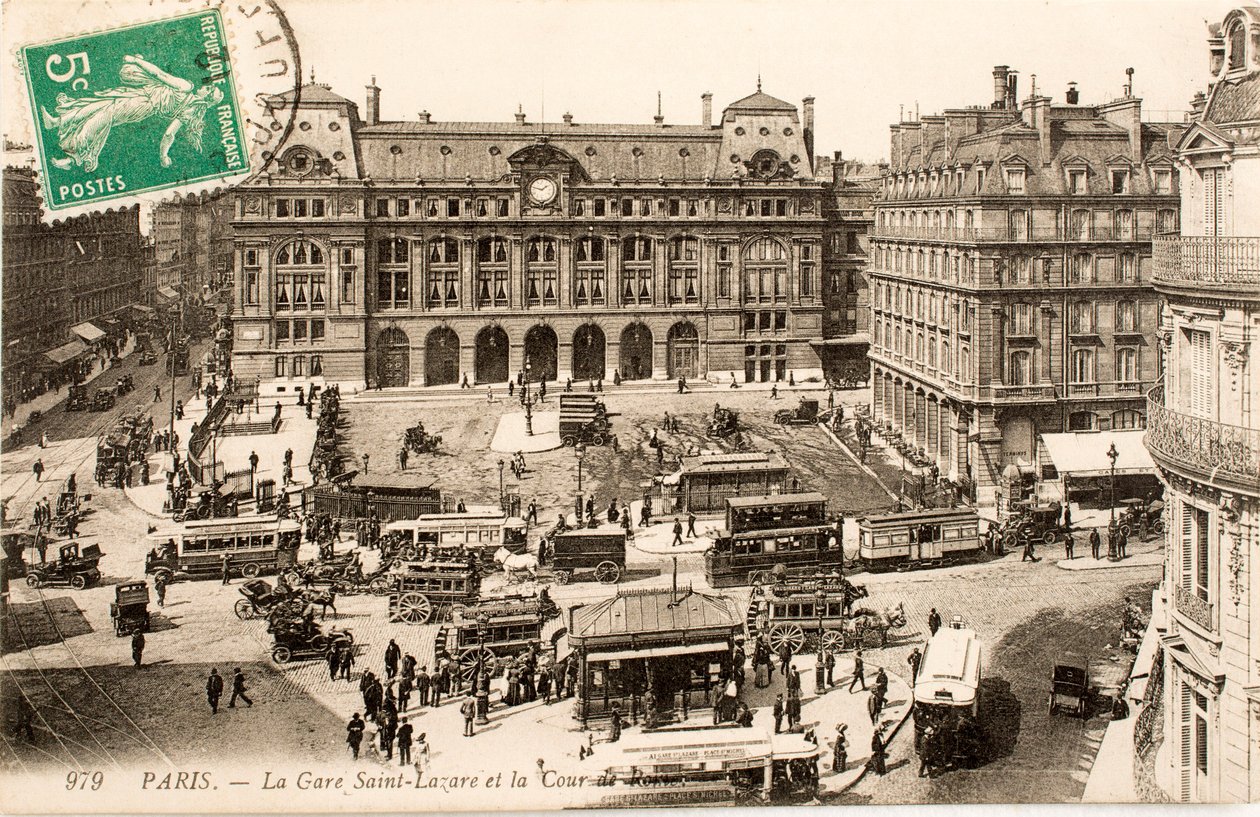 Kartpostal/Gare Saint Lazare/Paris/Seine/Ile de France/Fransa by William M. Timlin