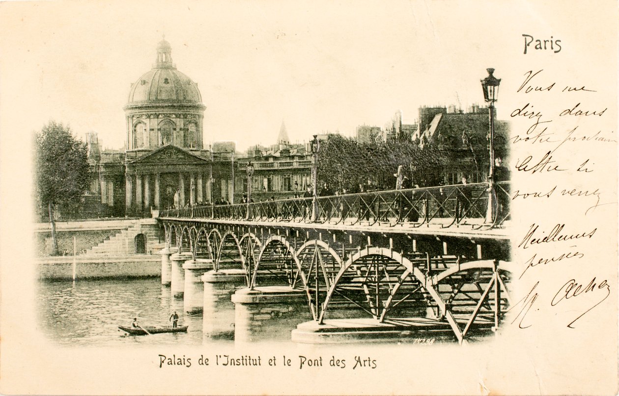 Kartpostal / Enstitü / Pont des Arts / Paris / Seine / Ile de France / Fransa by William M. Timlin