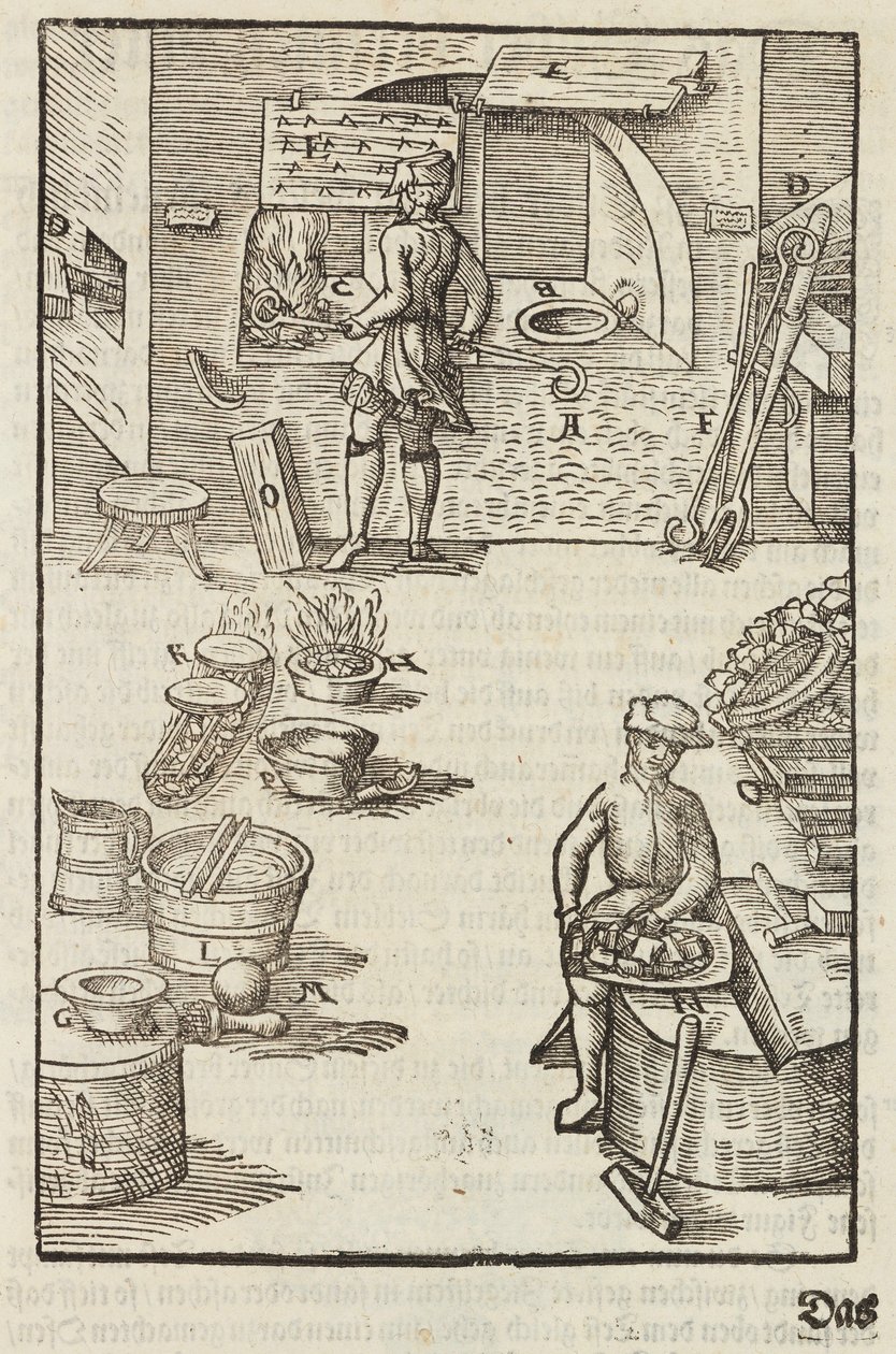 Gümüş Cevherinin Ateşle Arıtılması - Cevherlerin Tanımından Gravür ve Madenciliğin Temel Yöntemleri, Lazarus Ecker by Unbekannt